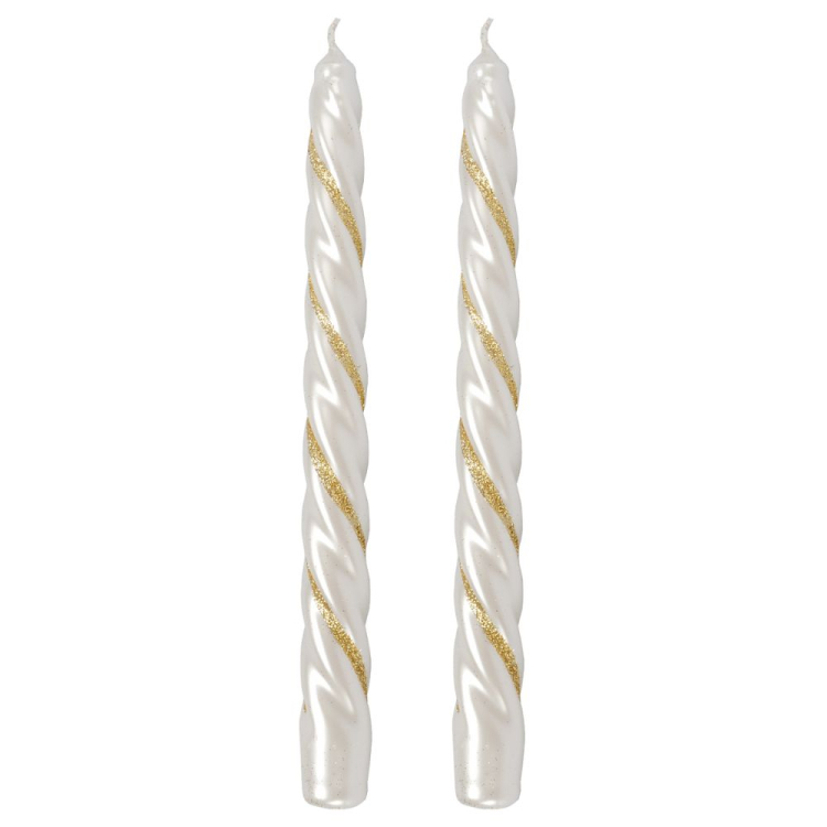 Świece Barok zdobiony biały perłowy wzór 9 RAVI